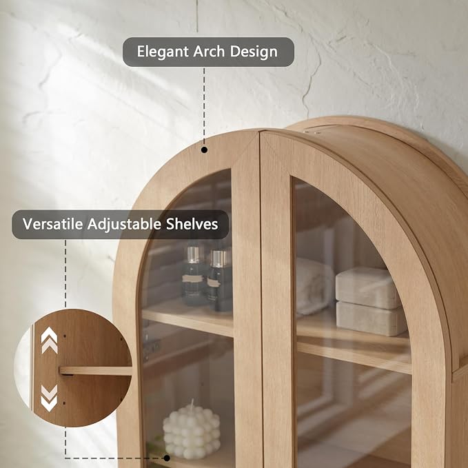 Bathroom Arched Wall Cabinet, 23.5'' Wide Medicine Cabinet, Bathroom Cabinet - Image 4