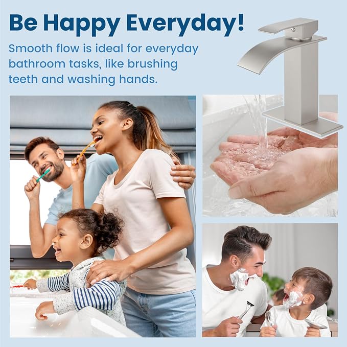 Airuida Waterfall Bathroom Faucet Brushed Nickel Single Handle Single Hole - Image 9