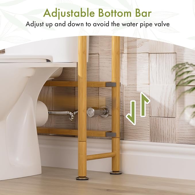 AmazerBath Over The Toilet Storage Bamboo, 3-Tier Over Toilet Organizer Rack - Image 8