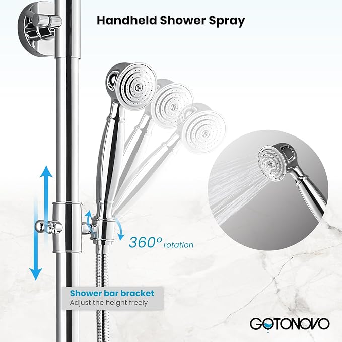 gotonovo Exposed Bathroom Shower System Classic Shower Kit 8 Inch Luxurious - Image 5