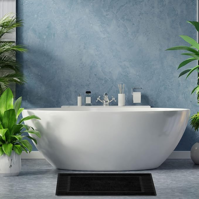 White Classic Luxury Bath Mat Floor Towel Set - Image 8