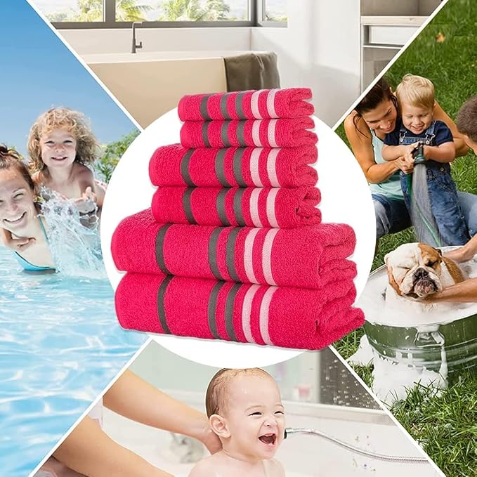 CASA COPENHAGEN Exotic 6 Pieces Towel Set- Pink, 525 GSM 2 Bath Towel 2 Hand - Image 7