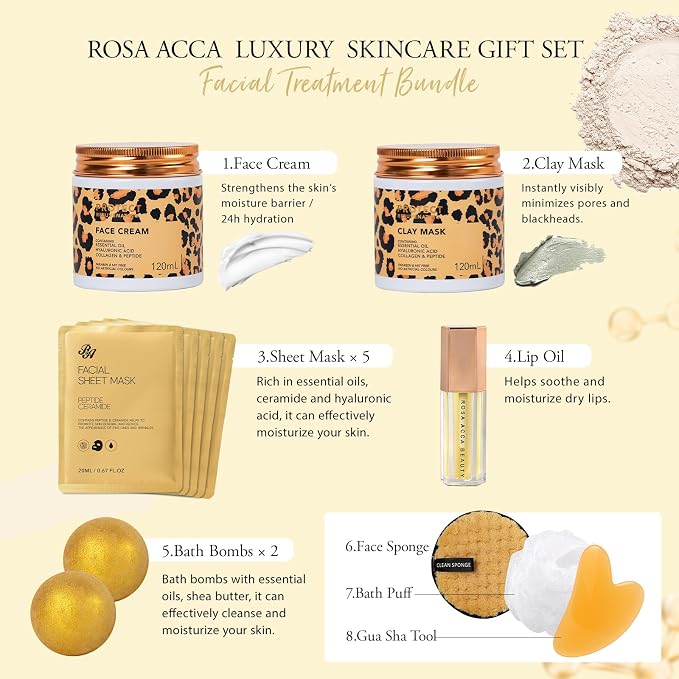 Leopard 32 Pcs Facial Skin Care Set, Spa & Self-Care Gifts, Bath and Body Gifts - Image 4