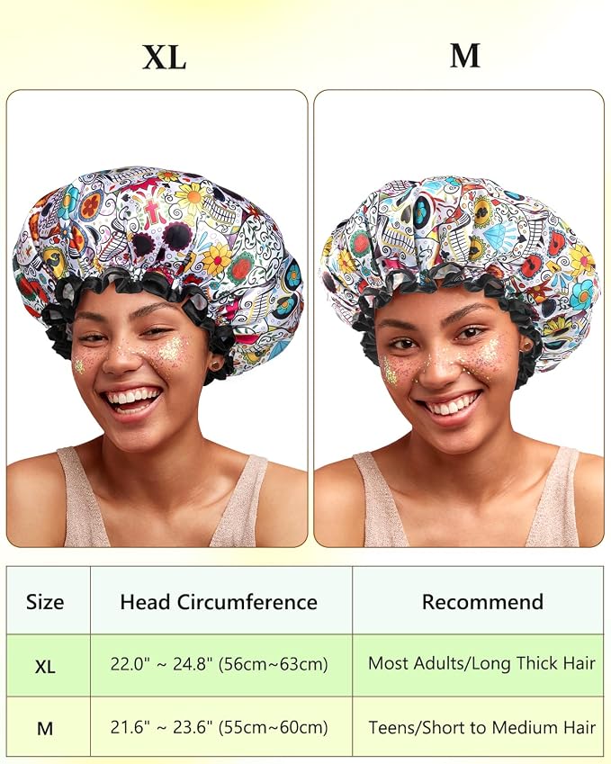 mikimini Shower Cap for Women Reusable Waterproof, Extra Large Hair Cap for - Image 2