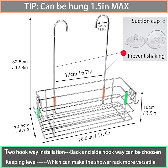Shower Caddy Hanging Shower Rack SUS304 Stainless Steel Hanging Shower Orangizer - Image 6