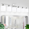 Brushed Nickel Vanity Light for Large Mirror, 6 Light Bathroom Lighting by FAISHILAN