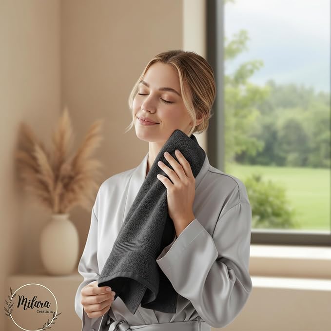 Milara Turkish Super-Plush Bathroom Hand Towels Set 2-Piece | Premium Cotton - Image 2