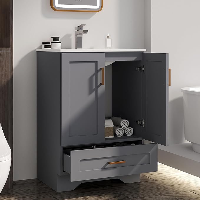 30 inch Bathroom Vanity with Sink, Modern White Vanity - Image 6