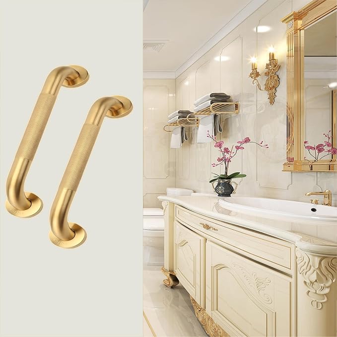 Shower Grab Bar, 2 Pack 32 Inch Gold Bathroom Grab Bar, 1.25" Diameter 304 - Image 6