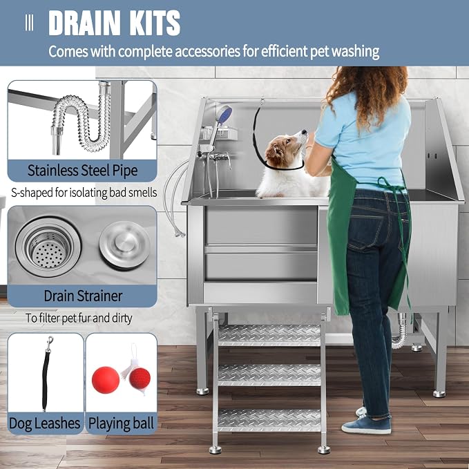Dog Washing Station Large Dogs Grooming Tub Professional Stainless Steel Dog - Image 7