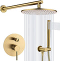TRUSTMI 12-Inch Brushed Gold Shower System, Brass Wall Mounted Rainfall Shower by TRUSTMI