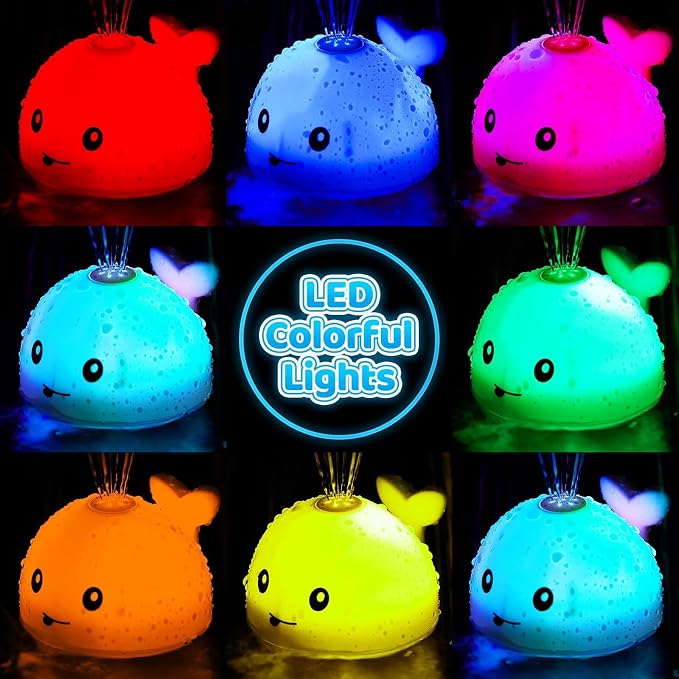 Baby Bath Toys for Kids Ages 1-3 & Babies 6-12 Months, Light Up Whale Sprinkler - Image 4