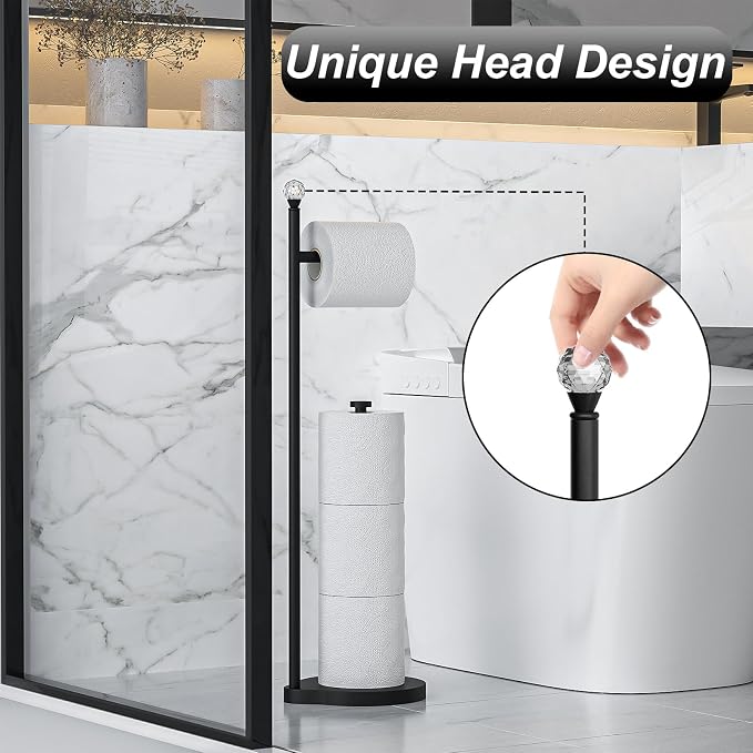 Toilet Paper Holder for Bathroom, Heavy Weighted Metal Free Standing Toilet - Image 6