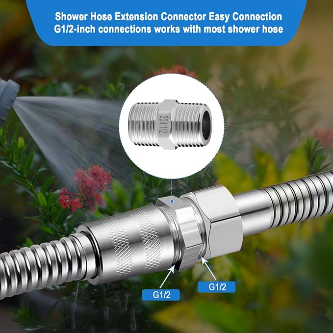 Shower Hose Adapter-Shower Hose Extension, 1/2 to 1/2 Shower Head Adapter - Image 2