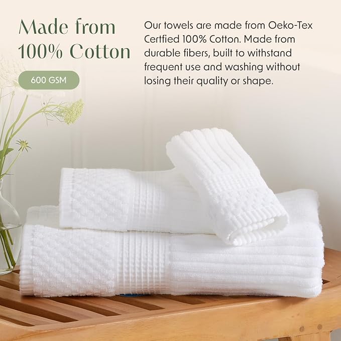Springtree Home 100% Cotton Bath Towel Set of 4 | Super Soft & Absorbent - Image 5