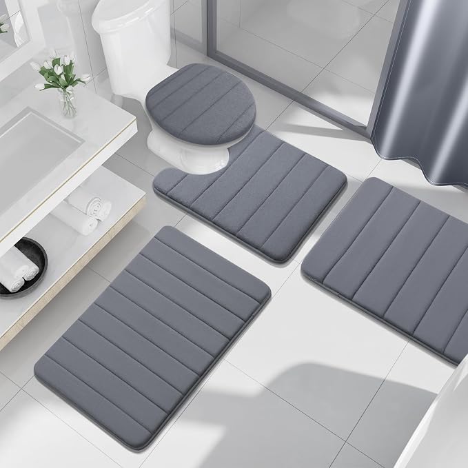 Buganda Memory Foam U-Shaped Contour Toilet Rugs, Non Slip Absorbent, Thick - Image 8