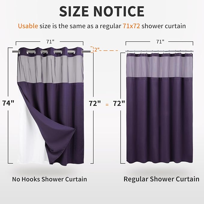 River Dream Heavyweight No Hooks Required Dotted Waffle Weave Shower Curtain - - Image 4