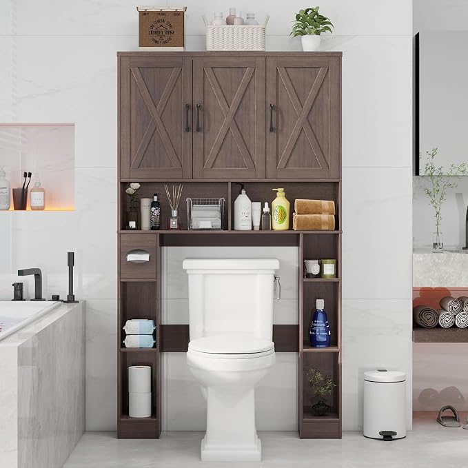 Over The Toilet Storage Cabinet, Farmhouse Toilet Cabinet Rack by Vabches