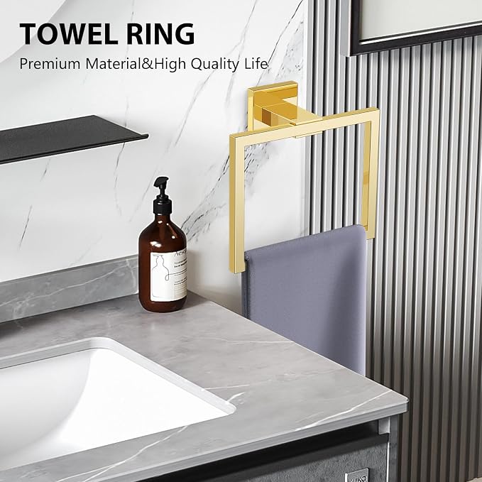 YACVCL 5-Piece Bathroom Hardware Accessories Set 23.6 inch Towel Bar Set Modern - Image 3