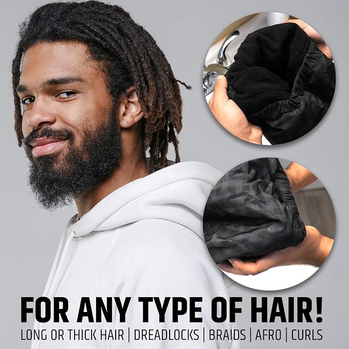 Men Shower Cap For dreadlocks, curly Hair. Waterproof, Large shower cap for - Image 3