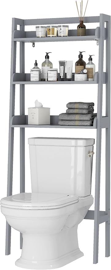 UTEX Over Toilet Bathroom Organizer, 3-Tier Above Toilet Storage Shelf Rack by UTEX