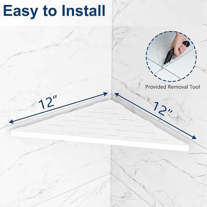 Corner Shower Shelves, 12” Recessed Tile Shower Shelf, 304 Stainless Steel - Image 5