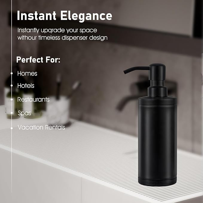 GAPPO Matte Black Soap Dispenser Stainless Steel Metal Pump Hand Lotion Bottle - Image 4