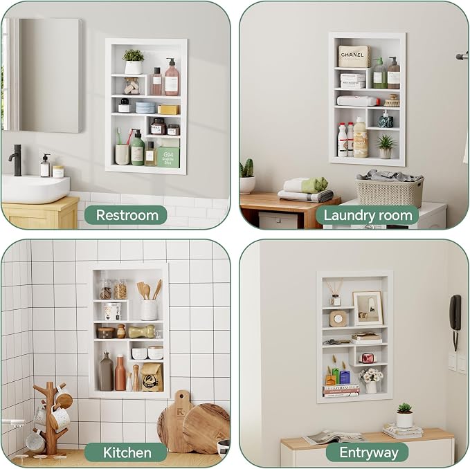 Stainless Steel Recessed Medicine Cabinet 14 * 24, Rust-proof Metal Wall Niche - Image 5