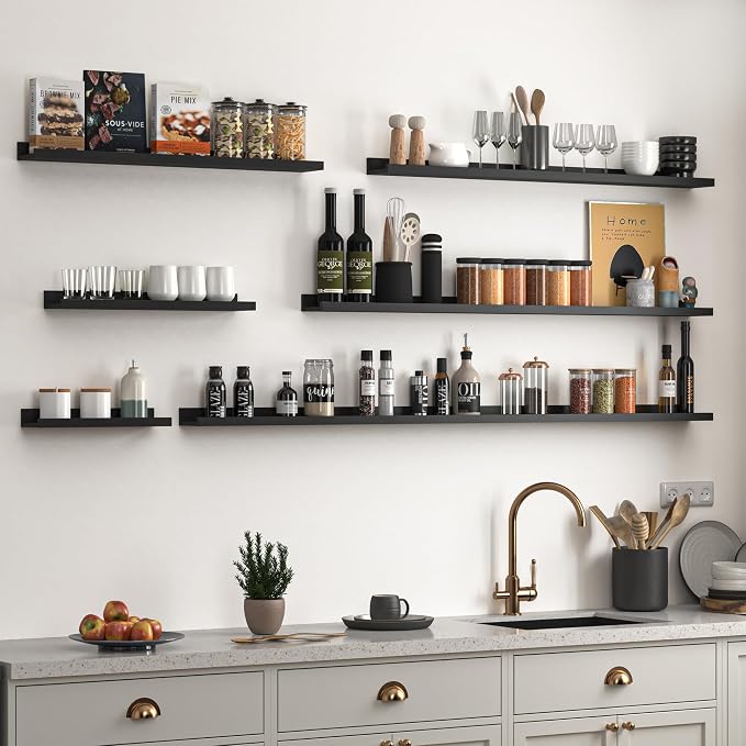 Heimlove Picture Ledge Shelf, Floating Shelves Set of 2, 48 Inches Picture Shelf - Image 6