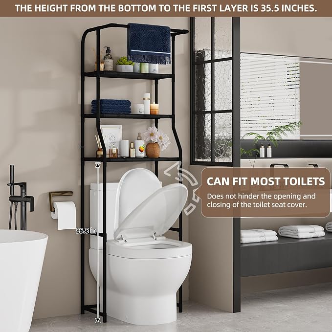 Over The Toilet Storage Shelf, 3-Tier Freestanding Bathroom Organizer - Image 5