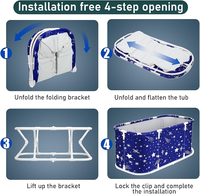 Portable Bathtub, 47 in Freestanding Soaking Bath Tub - Image 6