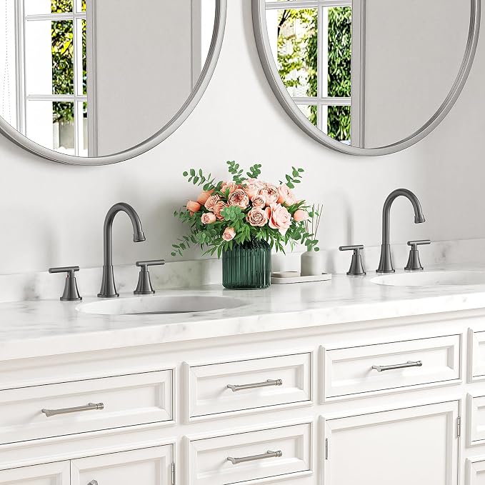 Bathroom Faucets for Sink 3 Hole, Hurran 8 inch Widespread Brushed Grey - Image 7