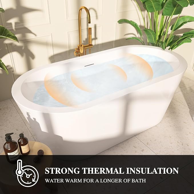 61" Freestanding Bathtubs, Acrylic Soaking Tubs - Image 6