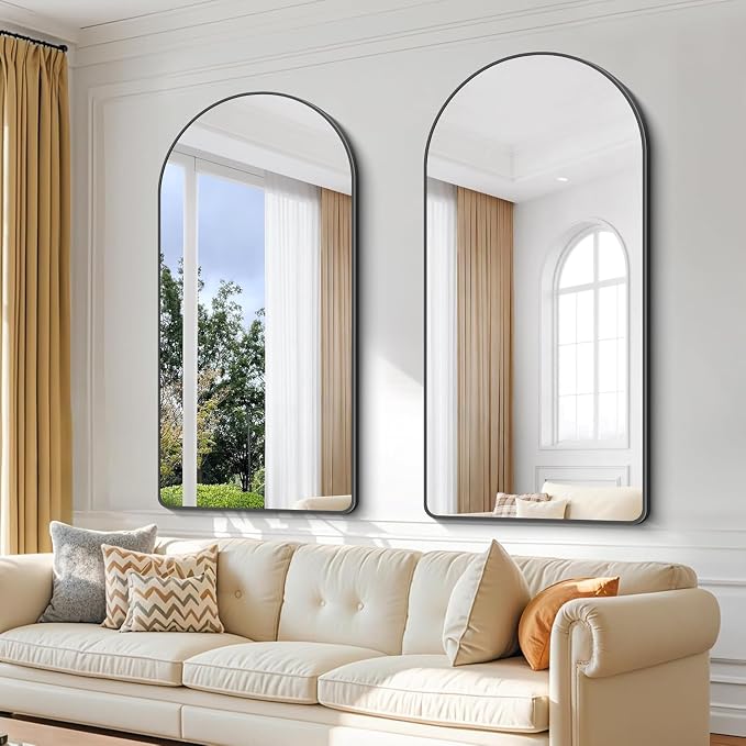 GLASHOM Arched Bathroom Mirror, Wall Mounted Mirror, Vanity Wall Mirror Metal - Image 7
