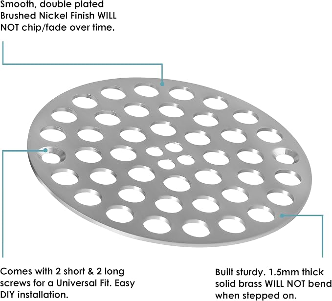 4inch Screw-in Drain Cover, Brushed Nickel Shower Drain Cover -Stainless Steel - Image 3