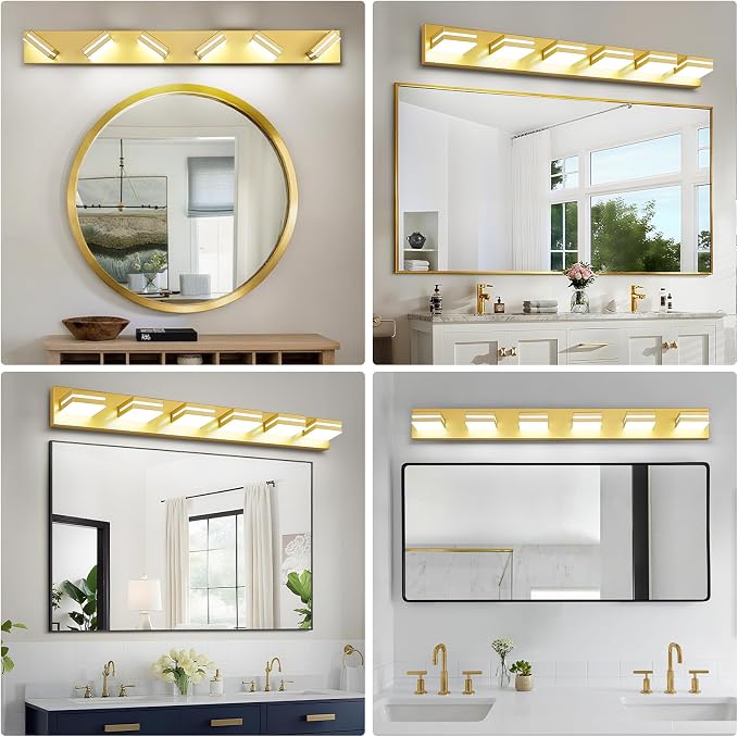 Modern LED Bathroom Lights Fixtures, Metal Gold Acrylic Wall Lighting, Vanity - Image 7