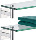 KOKOSIRI Bathroom Shelves Wall Mounted Floating Glass Shelf Polished Stainless by KOKOSIRI