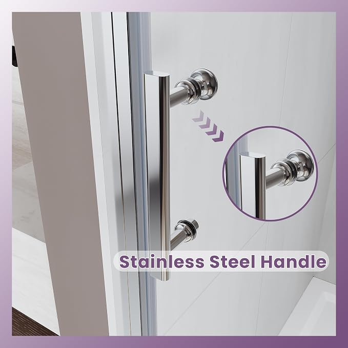 Glass Shower Door 33.5-35" W x 72" H, Semi-Frameless Pivot Shower Door - Image 6