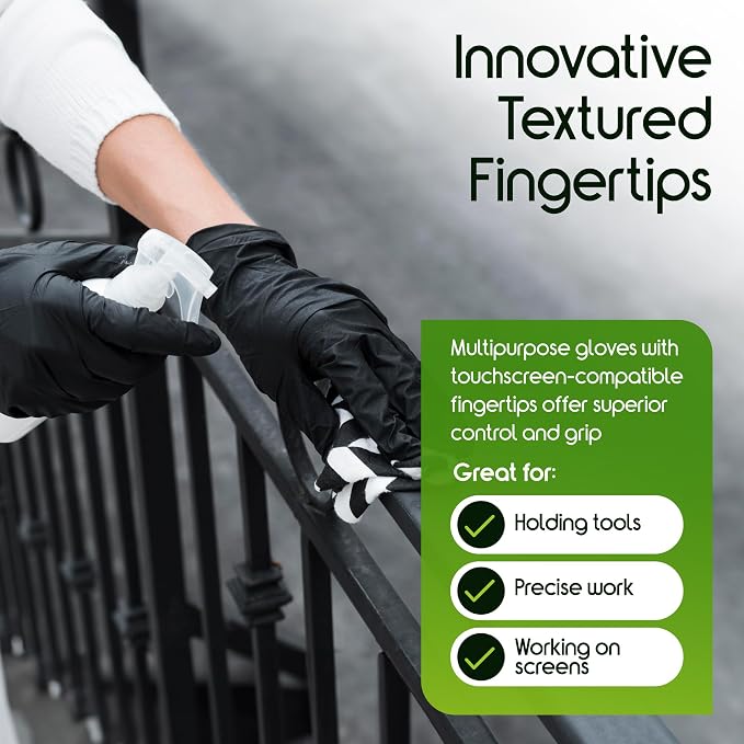 Inspire HEAVY DUTY ORIGINAL Stretch Nitrile Black Gloves Disposable Latex Free - Image 7