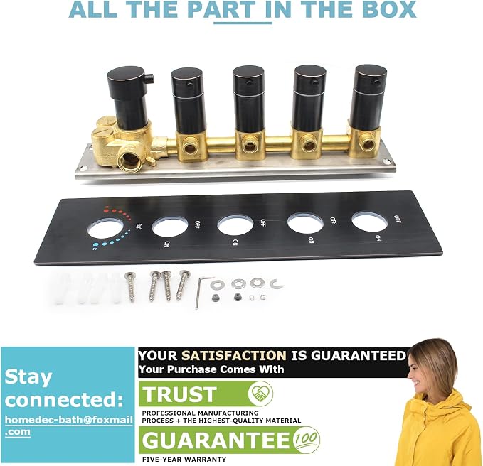 HOMEDEC Oil Rubbed Bronze Brass 4 Way Shower Valve and Trim Kit, Thermostatic - Image 8