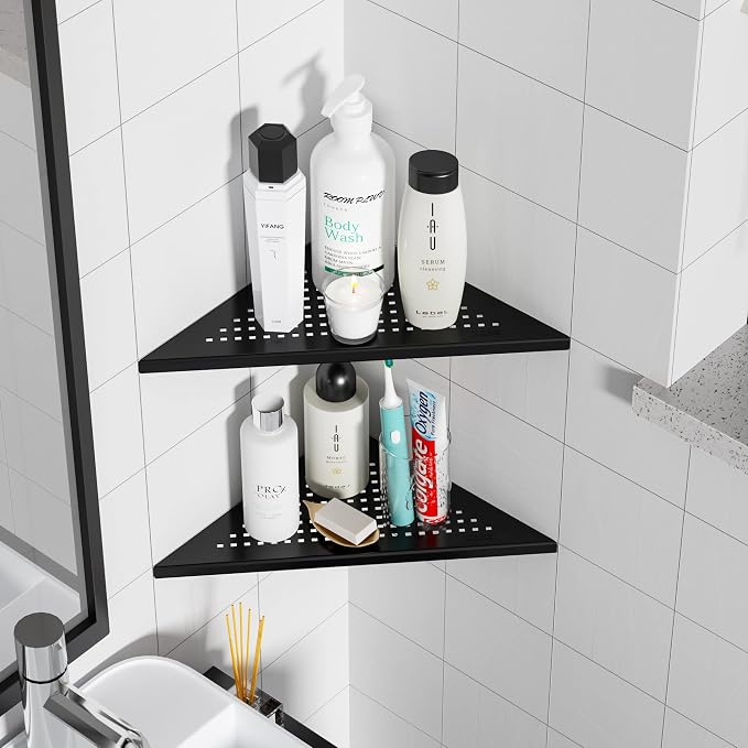 2 Pack Bathroom Corner Shelf, Recessed 12" Corner Shower Shelf, SUS304 - Image 8