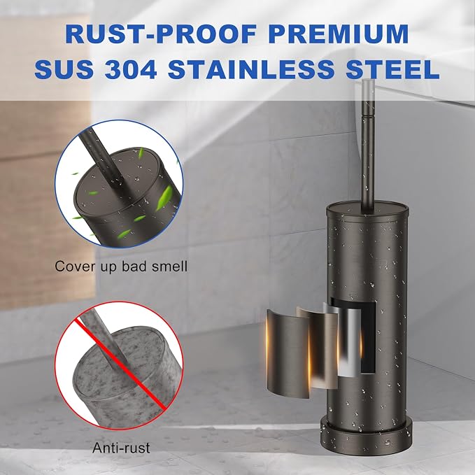 Toilet Brush and Holder Set: 304 Stainless Steel Heavy Duty Toilet Bowl Brush - Image 2