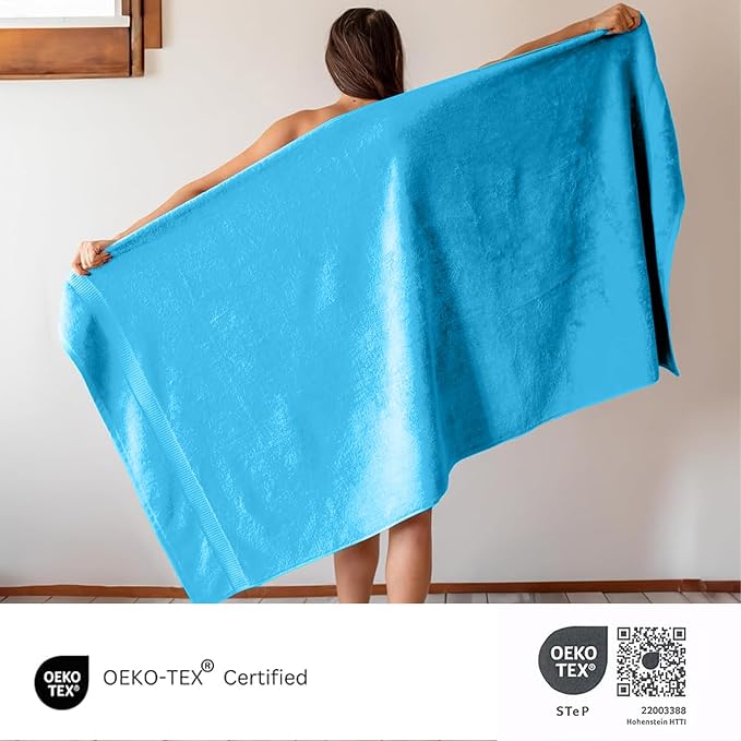 SALBAKOS 100% Turkish Cotton Extra Large Bath Sheet Set of 2 35x70 inch | - Image 4