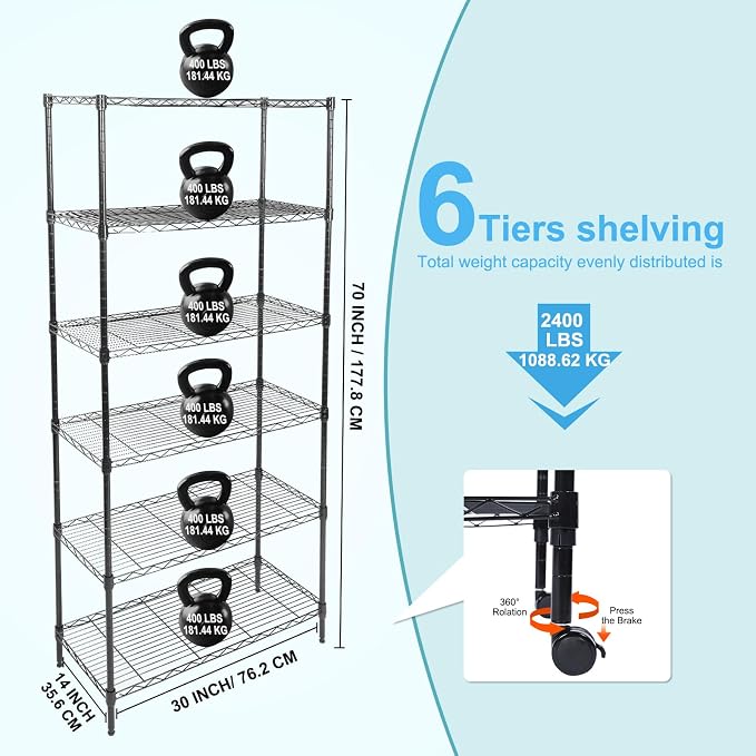 Whitmor 6 Tier Storage Shelves, Heavy Duty - Image 3