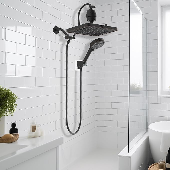 Hibbent 5-spray 13'' Dual Filtered Rainfall Shower Head Combo, High Pressure - Image 9