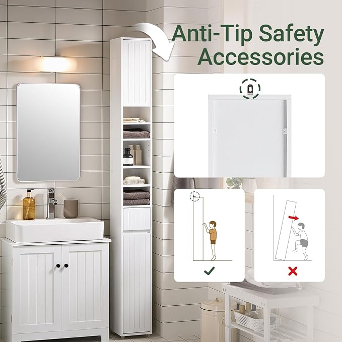 SoBuy Tall Narrow Storage Cabinet, Skinny Bathroom Cabinet - Image 5