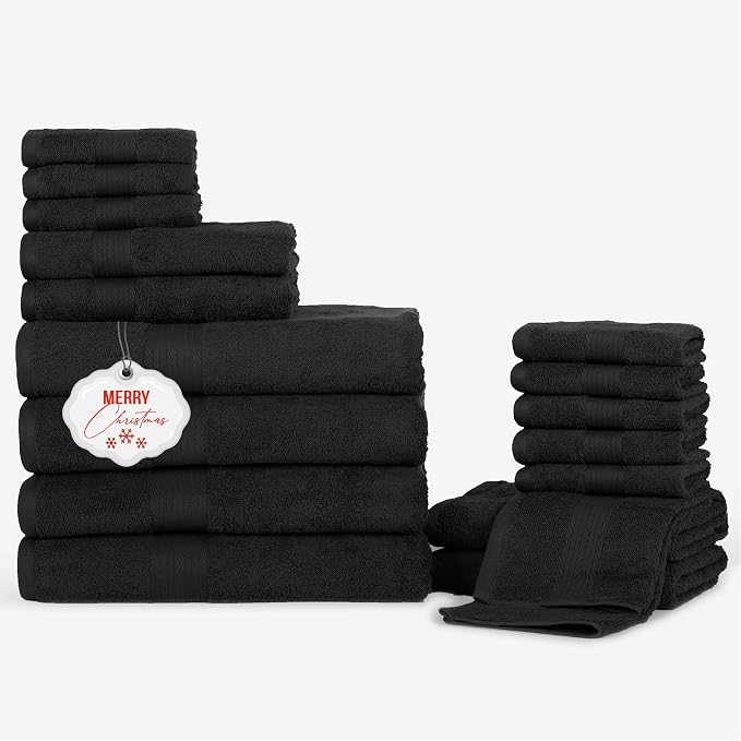 Ample Decor Bathroom Towel Set of 18-4 Hand Towel, 4 Bath Towel, 10 Wash Cloths by AmpleDecor