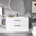 30" Bathroom Vanity with Sink, Floating Vanity Bathroom Sink Cabinet Wall Mount by Buytime