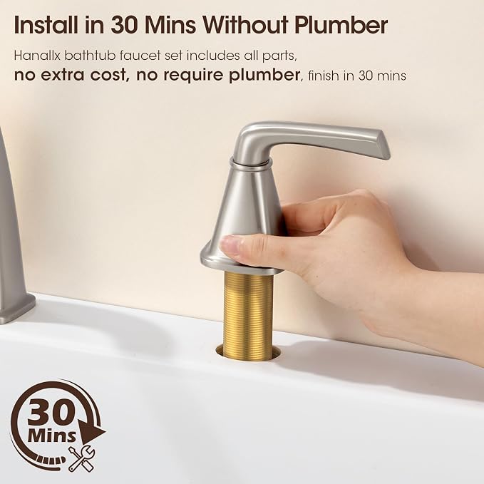 New Roman Tub Faucet with Sprayer, Bathtub Faucet Set Deck Mount, Brass 4 Hole - Image 6