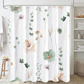 Gibelle Watercolor Floral Shower Curtain, Sage Green Beige Flower Shower Curtain by Gibelle
